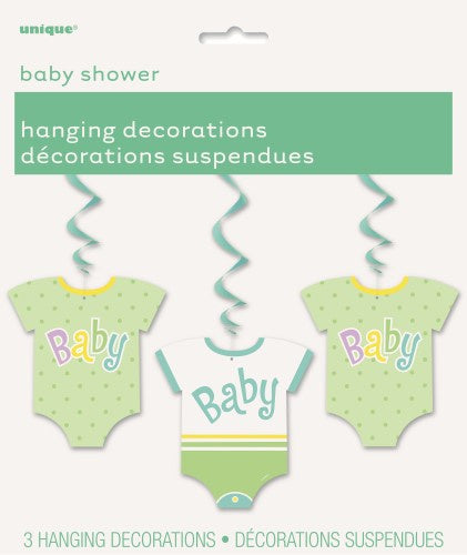 Polka Dot Baby Shower 3 Hanging Swirl Decorations 90cm (36')